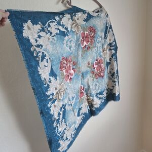 Floral Blue and White Scarf